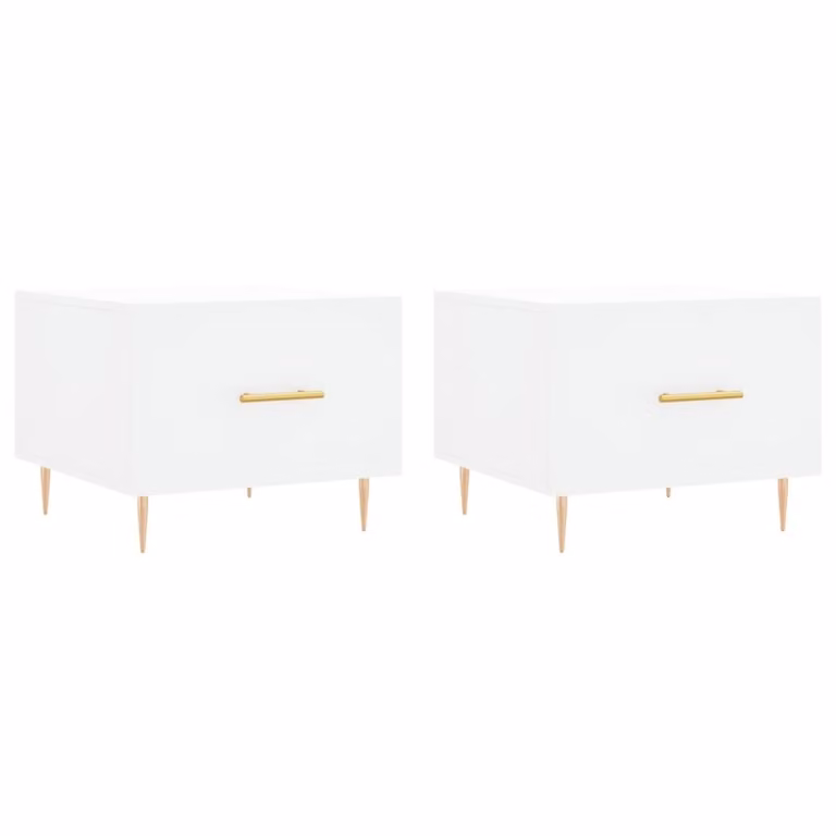 Tavolini da Salotto 2 pz Bianchi 50x50x40 cm Legno Multistrato