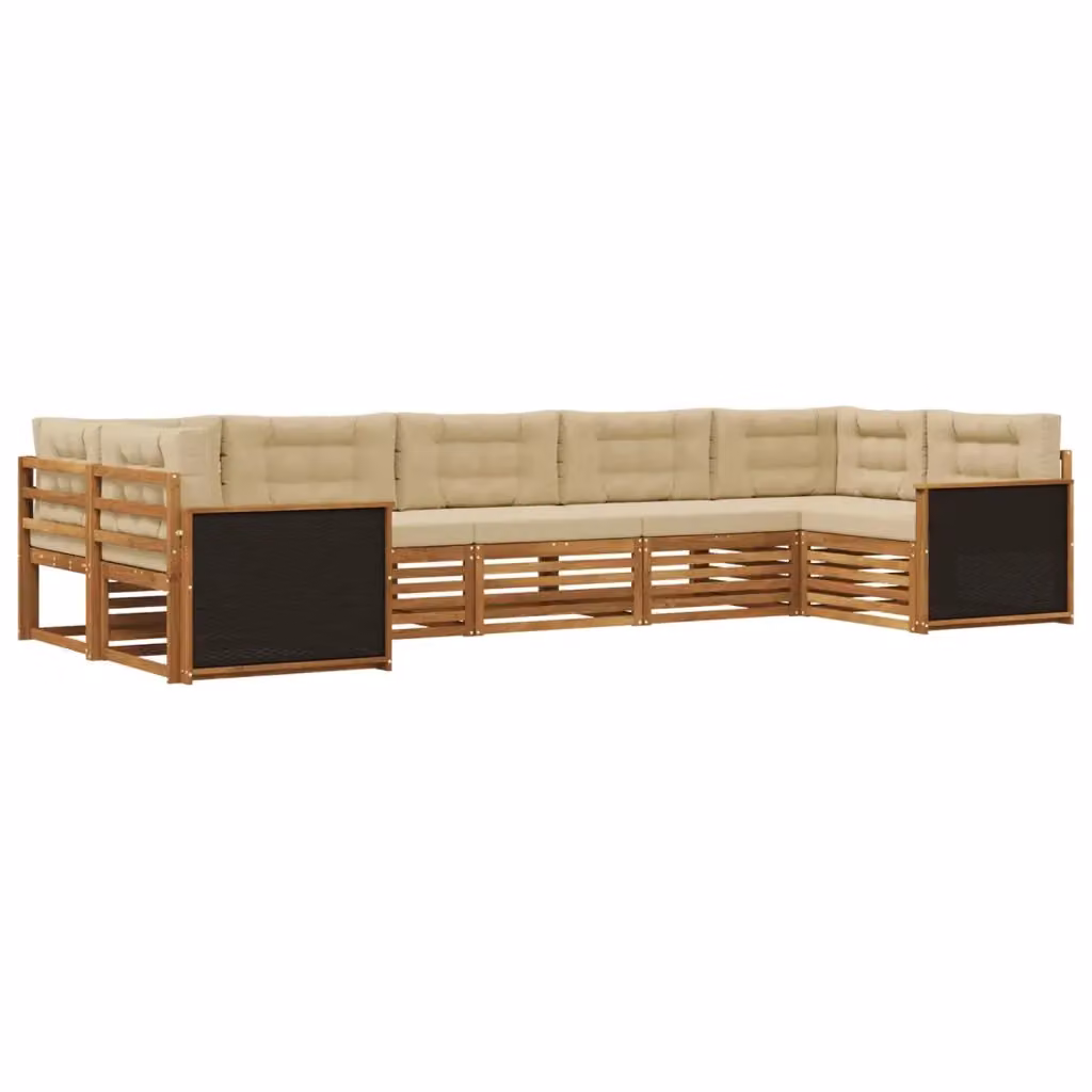 Set di divani da esterno a L vidaXL in legno di acacia con cuscini beige, 7 pezzi – 2