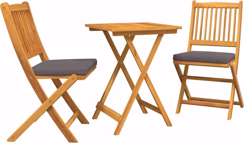 Set Bistro da Giardino 3 pcs Marrone Legno di Acacia Massello