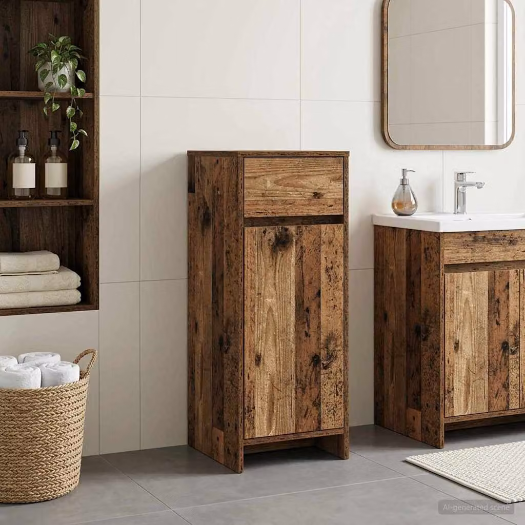 Mobile da bagno vidaXL in legno marrone con ante e cassetti L/P/H: 35 x 36,5 x 85 cm