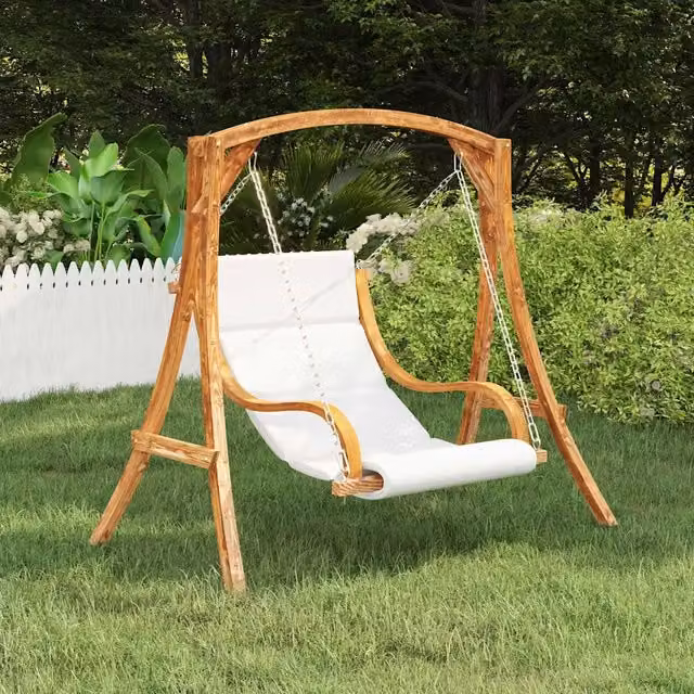 Sedia a Dondolo Senza Telaio con Cuscino Legno Curvato 313941