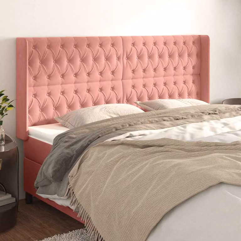 Testiera ad Orecchio vidaXL in Velluto Rosa L: 203 cm, P: 16 cm, H: 118/128 cm