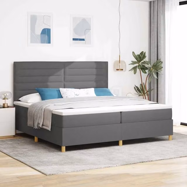 Letto a molle con materasso vidaXL in tessuto grigio, L/P/H: 200 x 200 x 28 cm