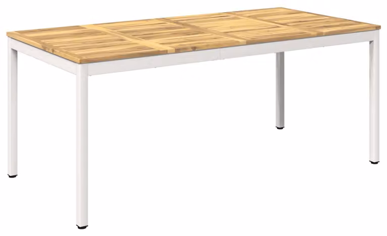 Tavolo da giardino bianco, dimensioni 180 x 88,5 x 75 cm, in legno massello di acacia
