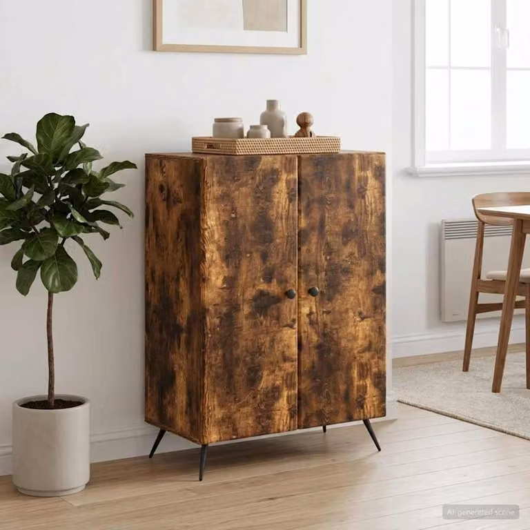 Credenza moderna vidaXL in legno ingegnerizzato color marrone, L 66 cm x P 34,5 cm x H 90 cm