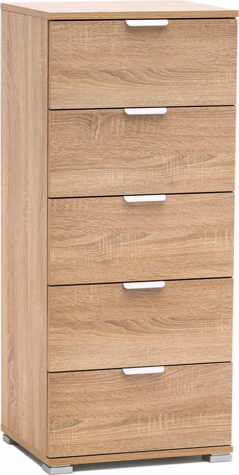 Milani Home - cassettiera 5 cassetti 45 x 38 x 103 cm, marrone chiaro, truciolare bilaminato, fatto in Italia