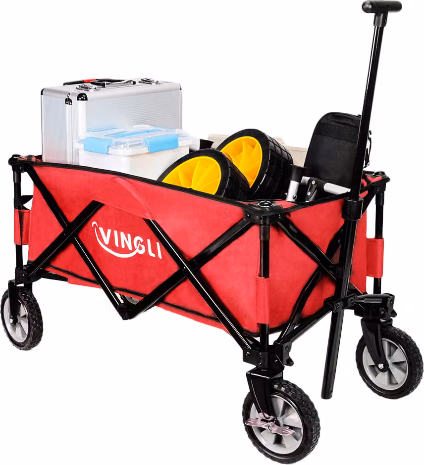 ALIGHTUP: Carrello pieghevole, carrello trasportabile, carrello per attrezzi | pieghevole | pneumatici in gomma piena | capacità di carico fino a 100 kg | carrello per il trasporto, rimorchio da giardino