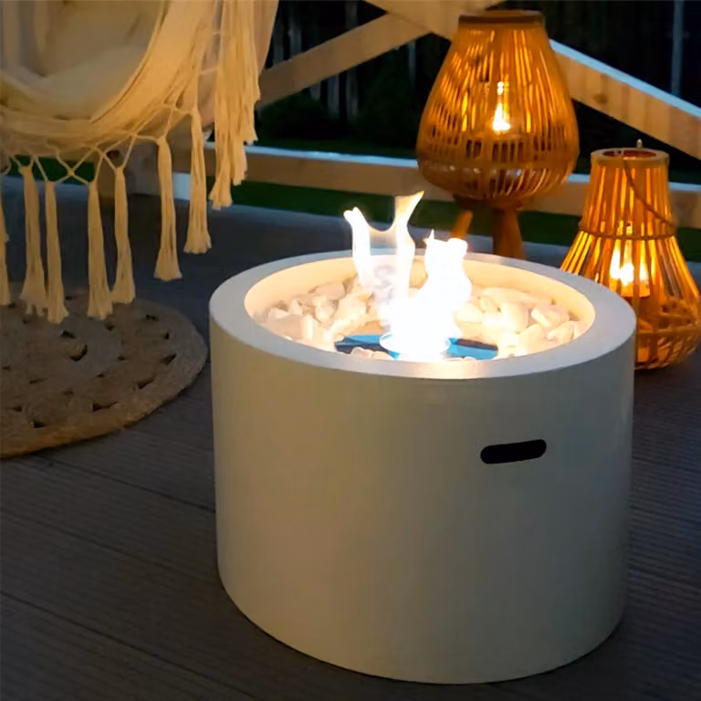 BIOKAMIN Camino a bioetanolo MOON, a libera installazione, grande 48 x 33 cm, 2 kg di pietre, compatto e moderno | Casa, giardino (bianco)