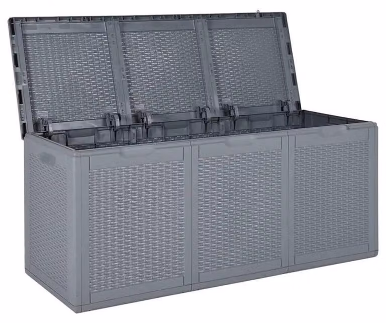 Contenitore per esterni – Contenitore per cuscini da giardino – 270 litri, capiente – Resistente agli agenti atmosferici, in rattan – Maniglie robuste