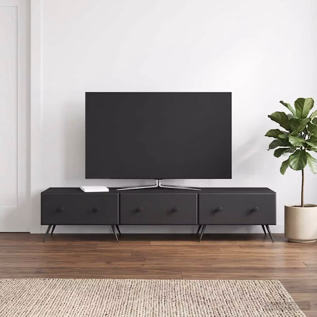 Mobile TV vidaXL Nero in MDF per Soggiorno L: 147 cm, P: 34,5 cm, H: 30 cm