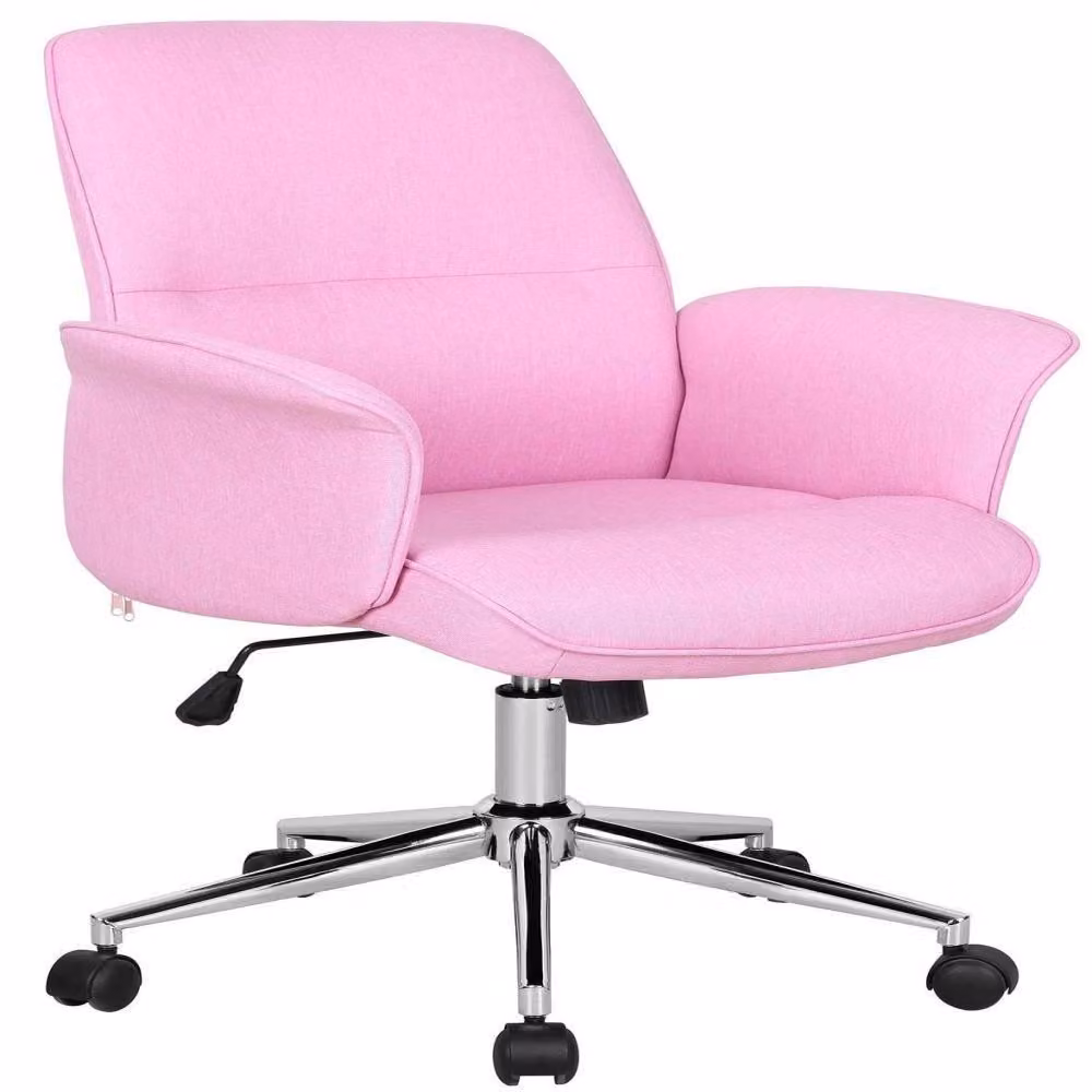 Sedia da ufficio girevole in tessuto rosa 0704M/3673