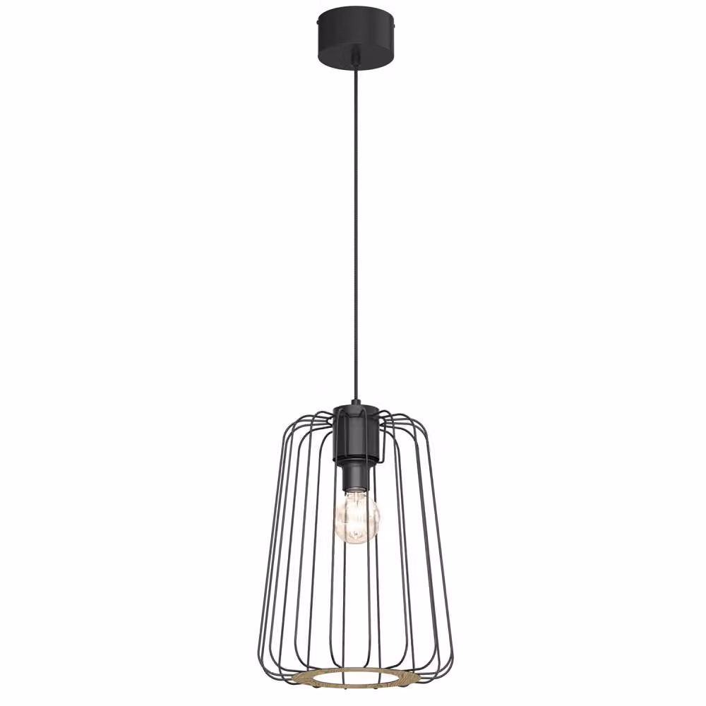 Lampada a sospensione Trad, nero opaco, 1xE27x15W, metallo, dimensioni: 135x28x28 cm, IP20, Luminex