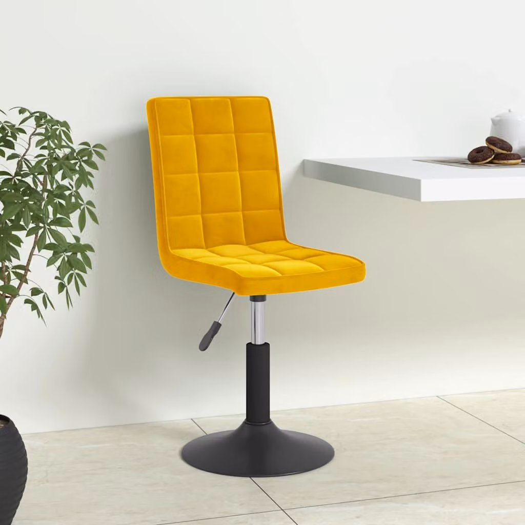 Set di 4 sedie da pranzo girevoli vidaXL in velluto giallo moderno