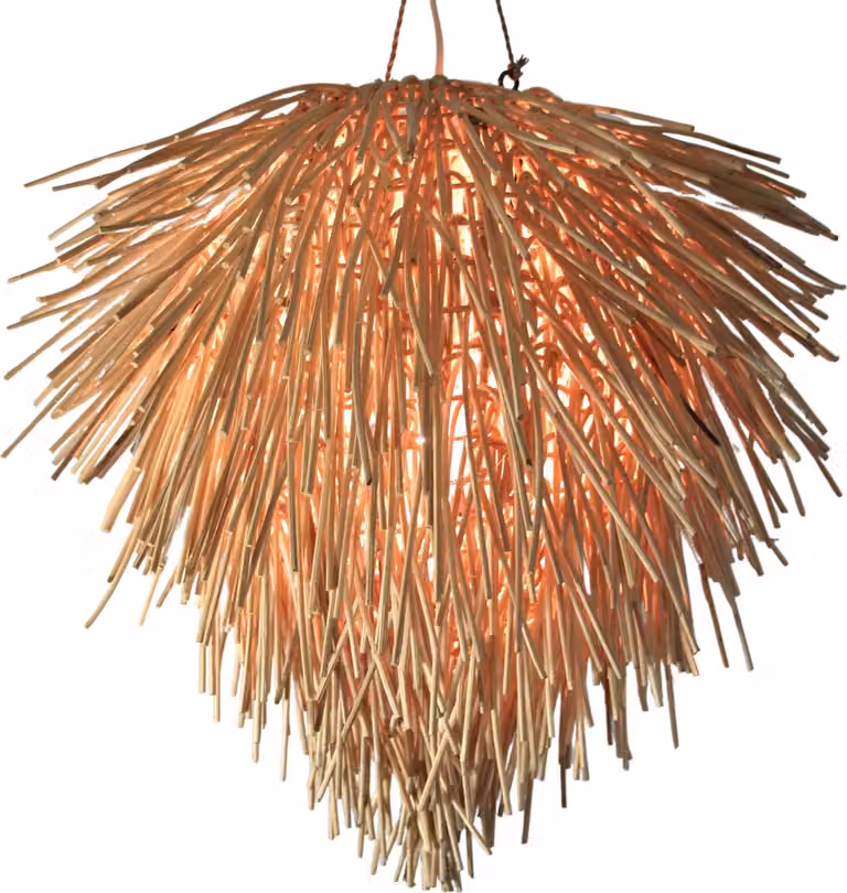 Lampada da soffitto / lampada a sospensione, realizzata a mano a Bali con materiali naturali, rattan - modello Rasta, marrone, 45*45*45 cm, lampade a sospensione in materiali naturali