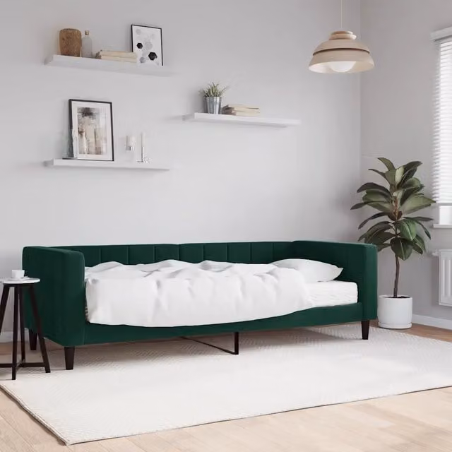 Divano Letto con Materasso-Sofa Letto-Daybed Verde Scuro 80x200 cm in Velluto 258395