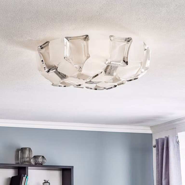 Slamp Plafoniera di design Mida, dimmerabile, Alluminio / Grigio / Zincato, Soggiorno / Sala da pranzo, Plastica, Design, Plafoniera