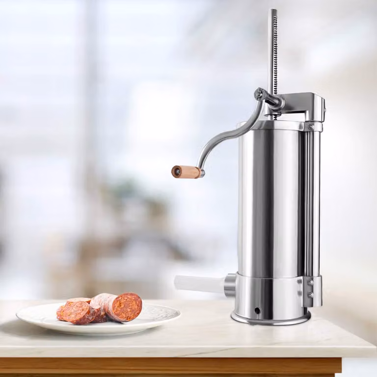 Insaccatrice da 6 L, insaccatrice manuale, siringa per insaccare in acciaio inossidabile, pressa per insaccare con morsetto da tavolo e 6 tubi di riempimento per insaccati fatti in casa (6 L)
