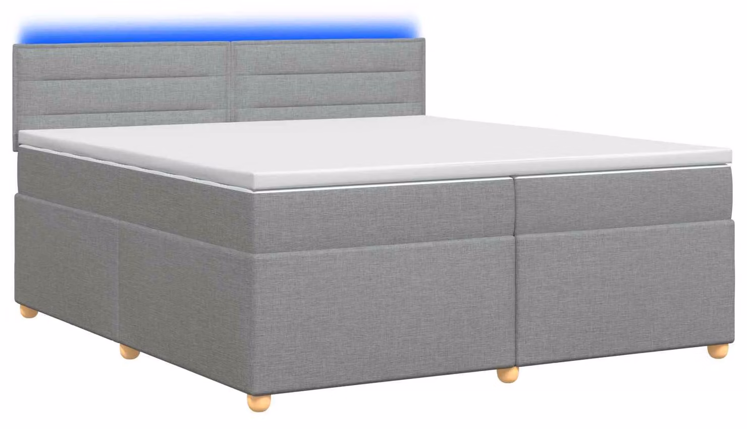Letto a molle con materasso grigio chiaro 200 x 200 cm in tessuto