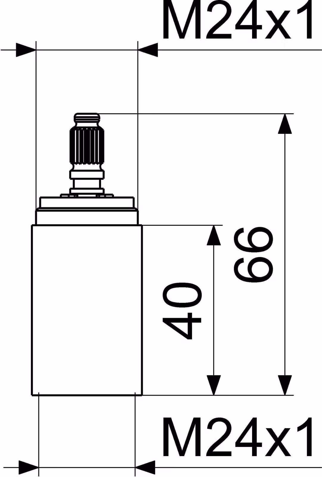 Js Verlaengerung Fuer Up-Ventil Variabel, M24X1X40Mm