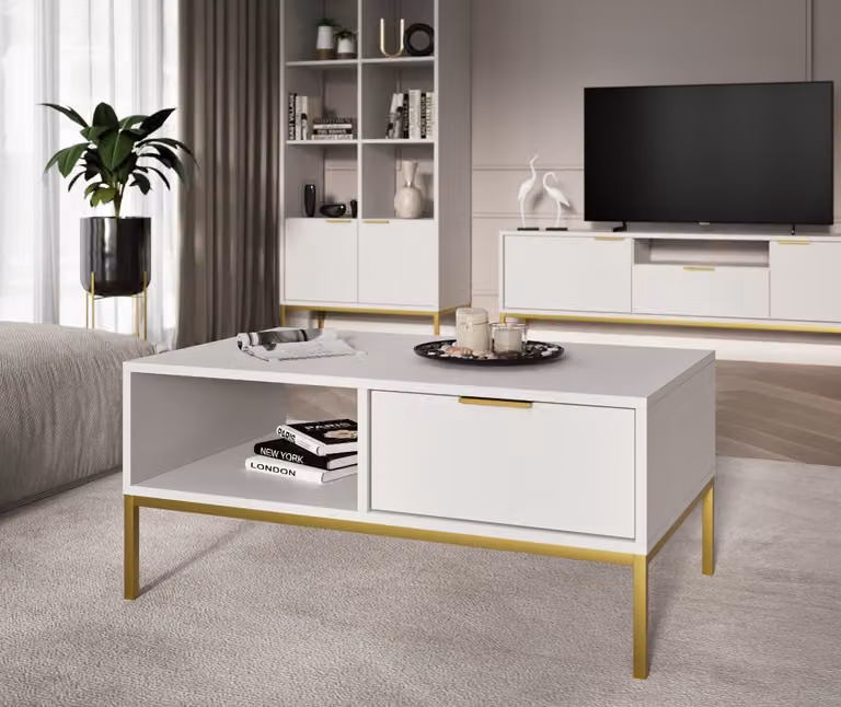 Tavolino Austin - tavolino da salotto moderno con cassetto e ripiano, 80x60x45 / 100x60x45 cm
