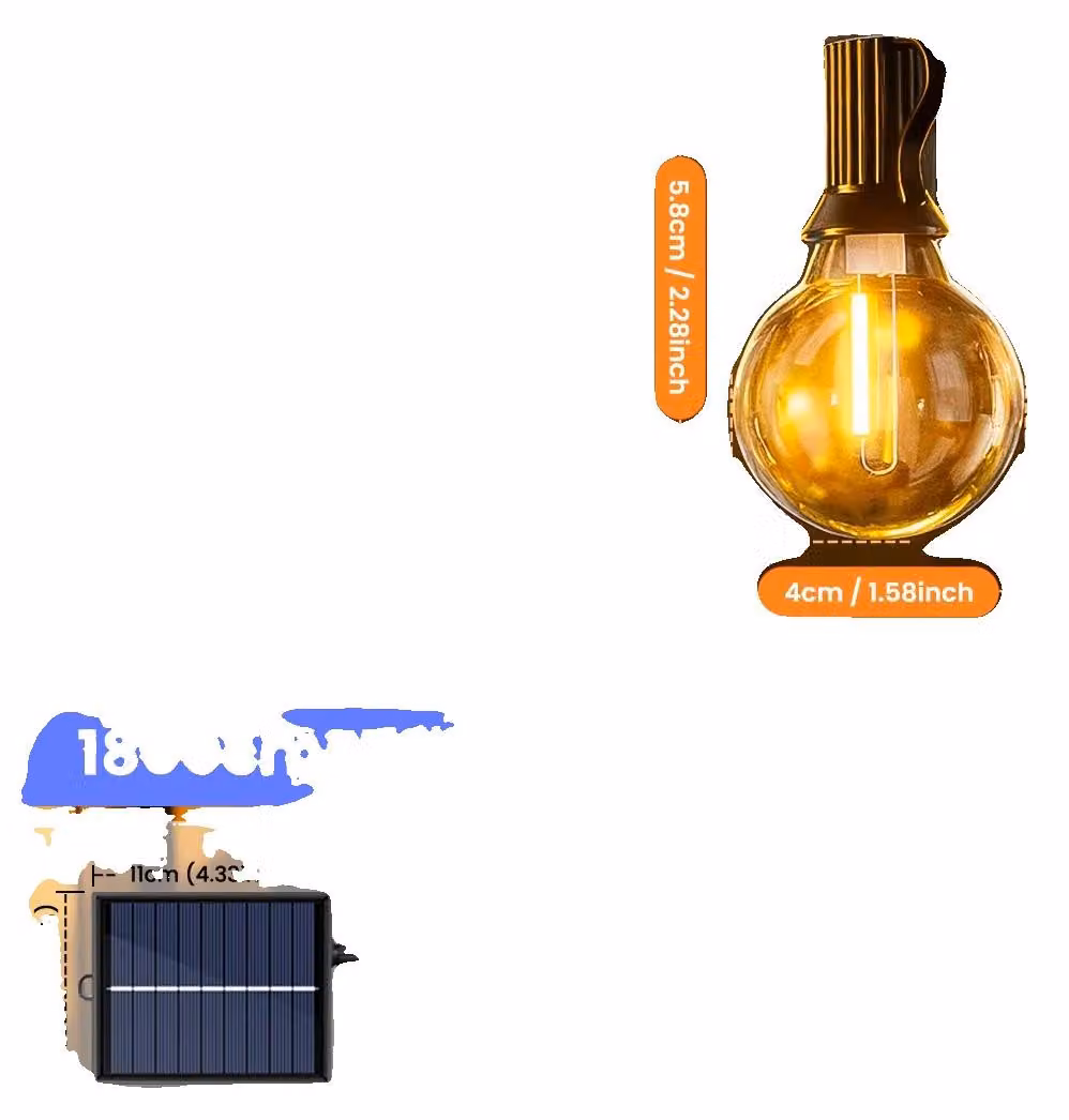 Catena luminosa solare, con telecomando, modalità di regolazione dell'intensità luminosa, lunghezza 18 metri, 30 lampadine