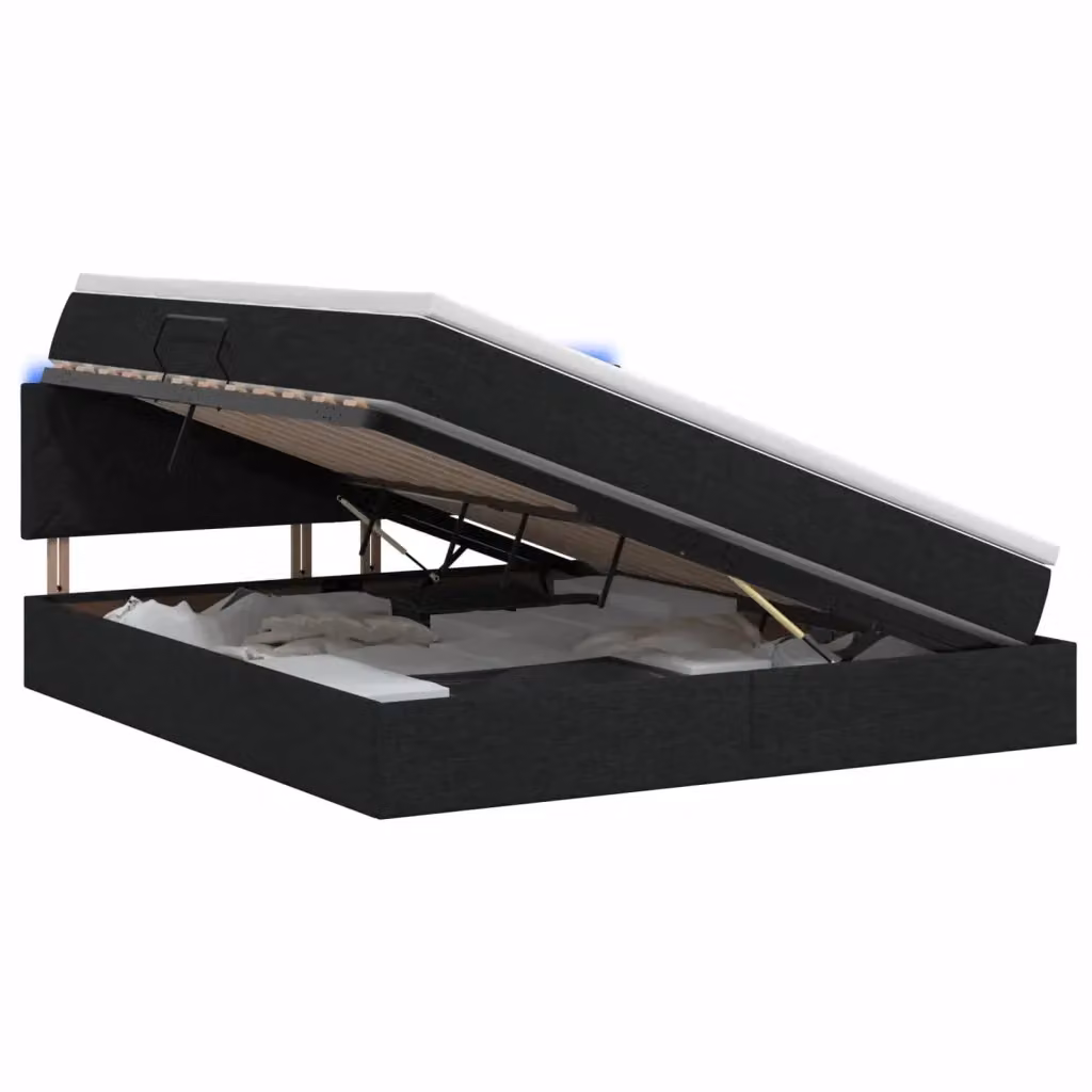 Letto con contenitore e illuminazione LED vidaXL in tessuto nero con materasso L/P/H: 180 x 200 x 60 cm – 2