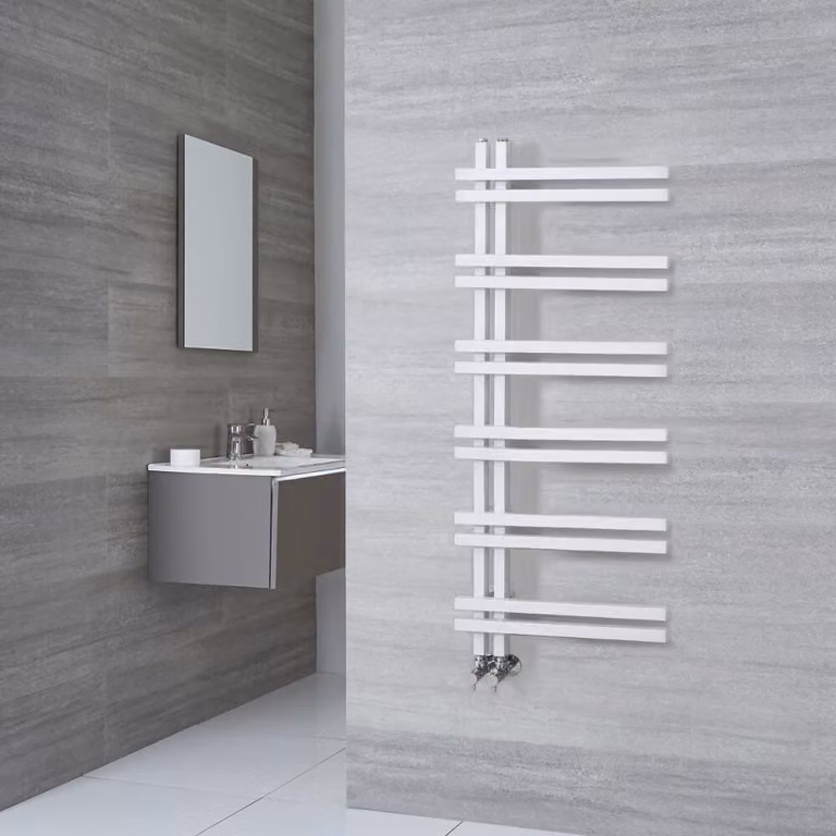 Scaldasalviette di Design - Termoarredo Bagno Bianco - 1200 x 500mm - 420 Watt - Tika
