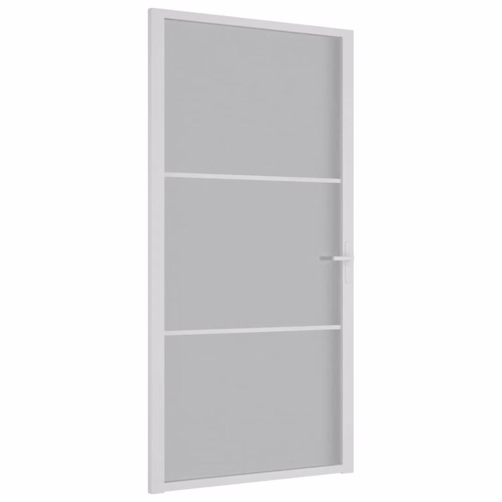 Porta Interna 102,5x201,5 cm Bianco Opaco in Vetro e Alluminio