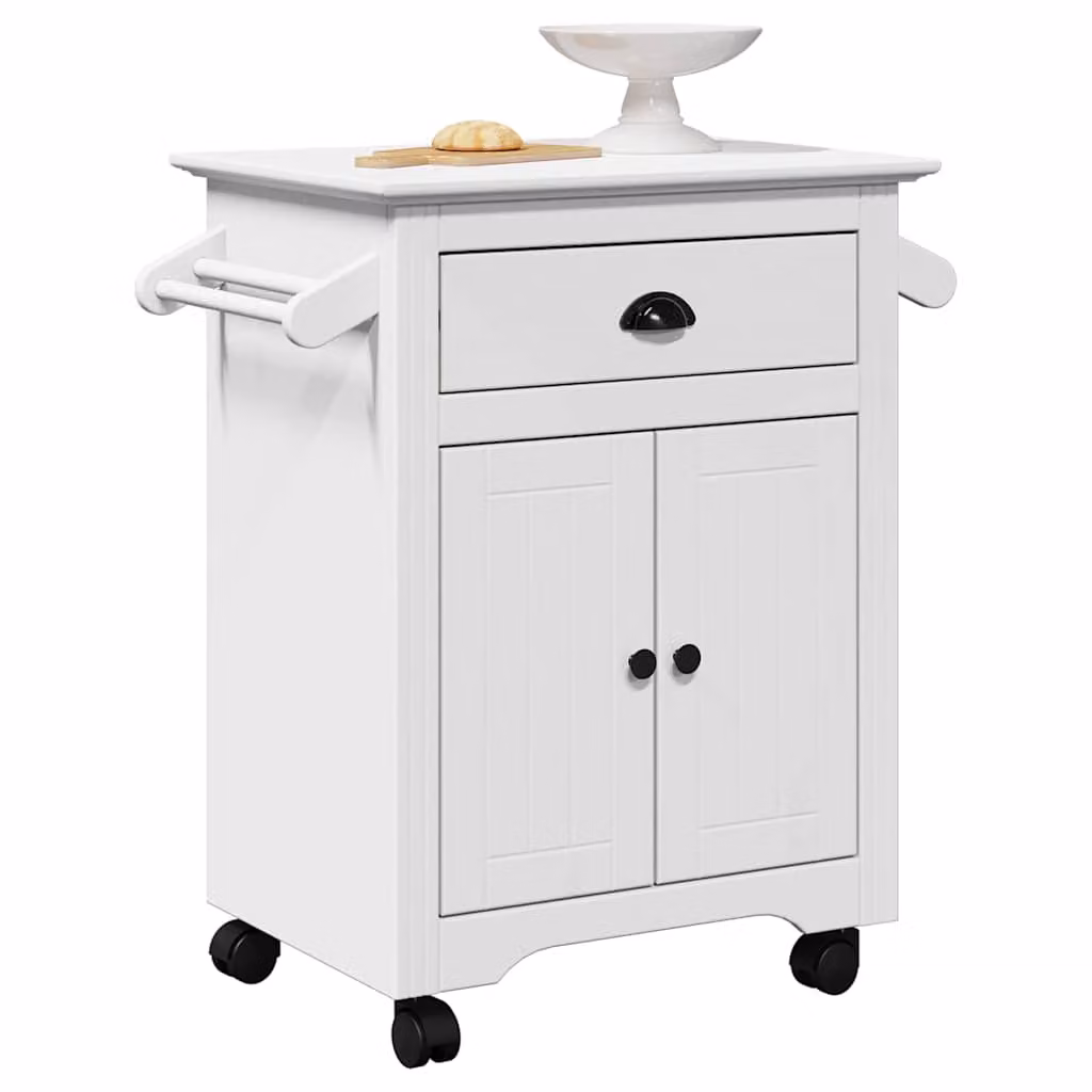 vidaXL Carrello da Cucina BODO Bianco in Legno e Metallo L: 72 cm, P: 45 cm, H: 80 cm