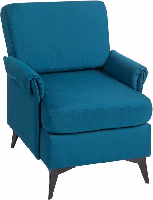 Poltrona d'arredo in tessuto verde con braccioli e struttura in legno, L: 70 cm, P: 73 cm, H: 83 cm