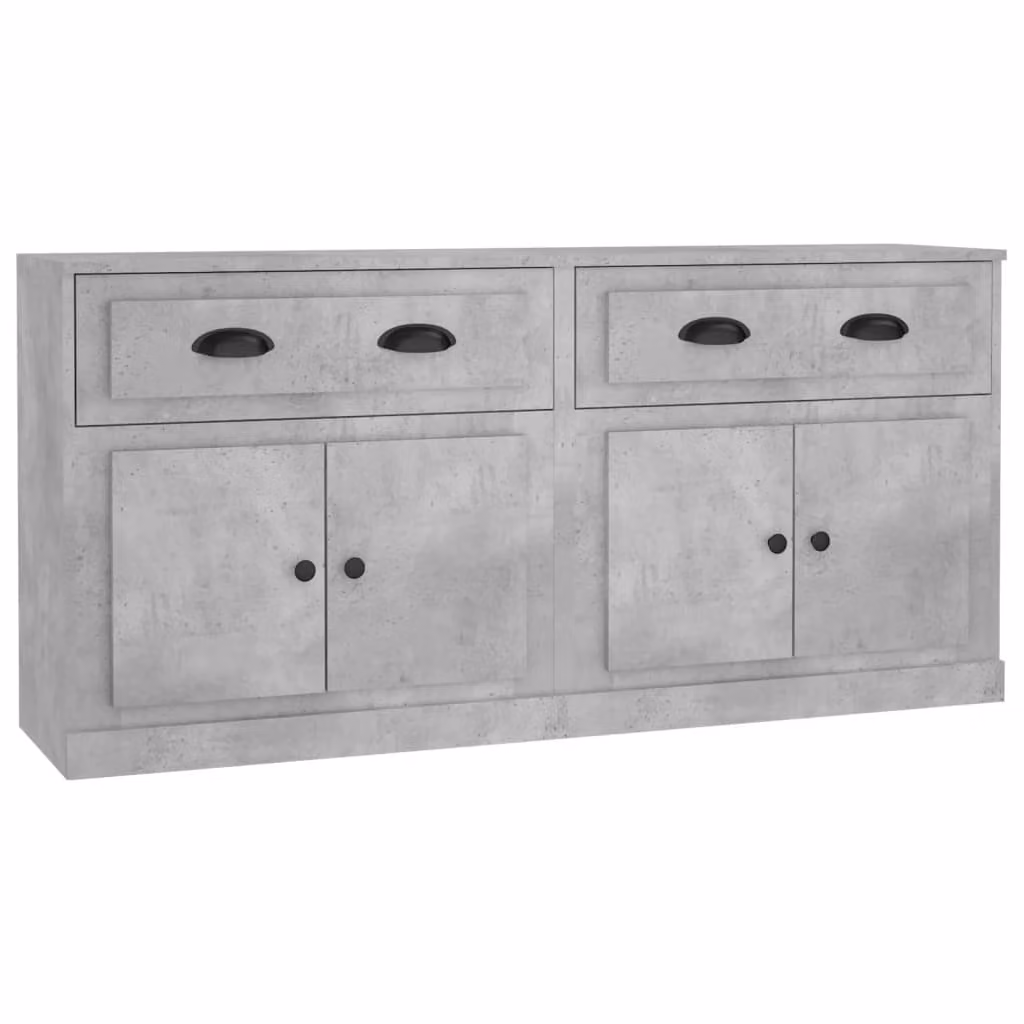 Credenze 2 pz Grigio Cemento in Legno Multistrato