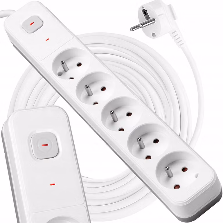 presa a 5 vie protezione da sovratensione 1,5 m interruttore bianco-grigio VA0417-1,5 Vayox