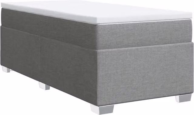 Letto singolo | Letto per adulti | Giroletto a Molle con Materasso Grigio Chiaro 90x200 cm Tessuto