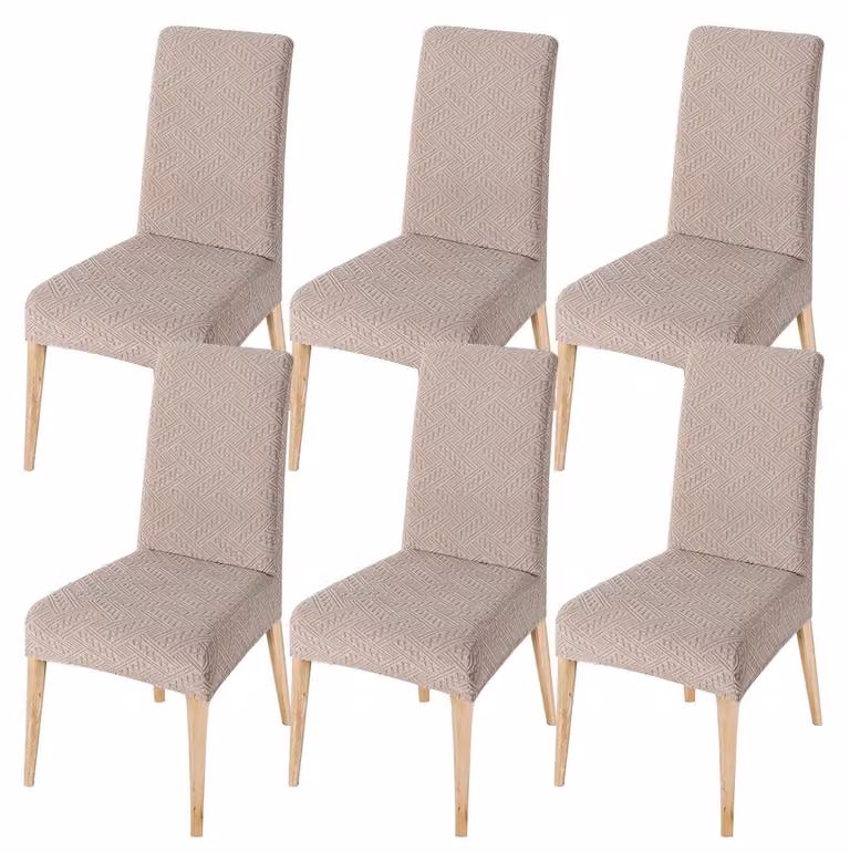 Set di 6 copri-sedia elasticizzati per sala da pranzo, color kaki, lavabili e resistenti all'umidità