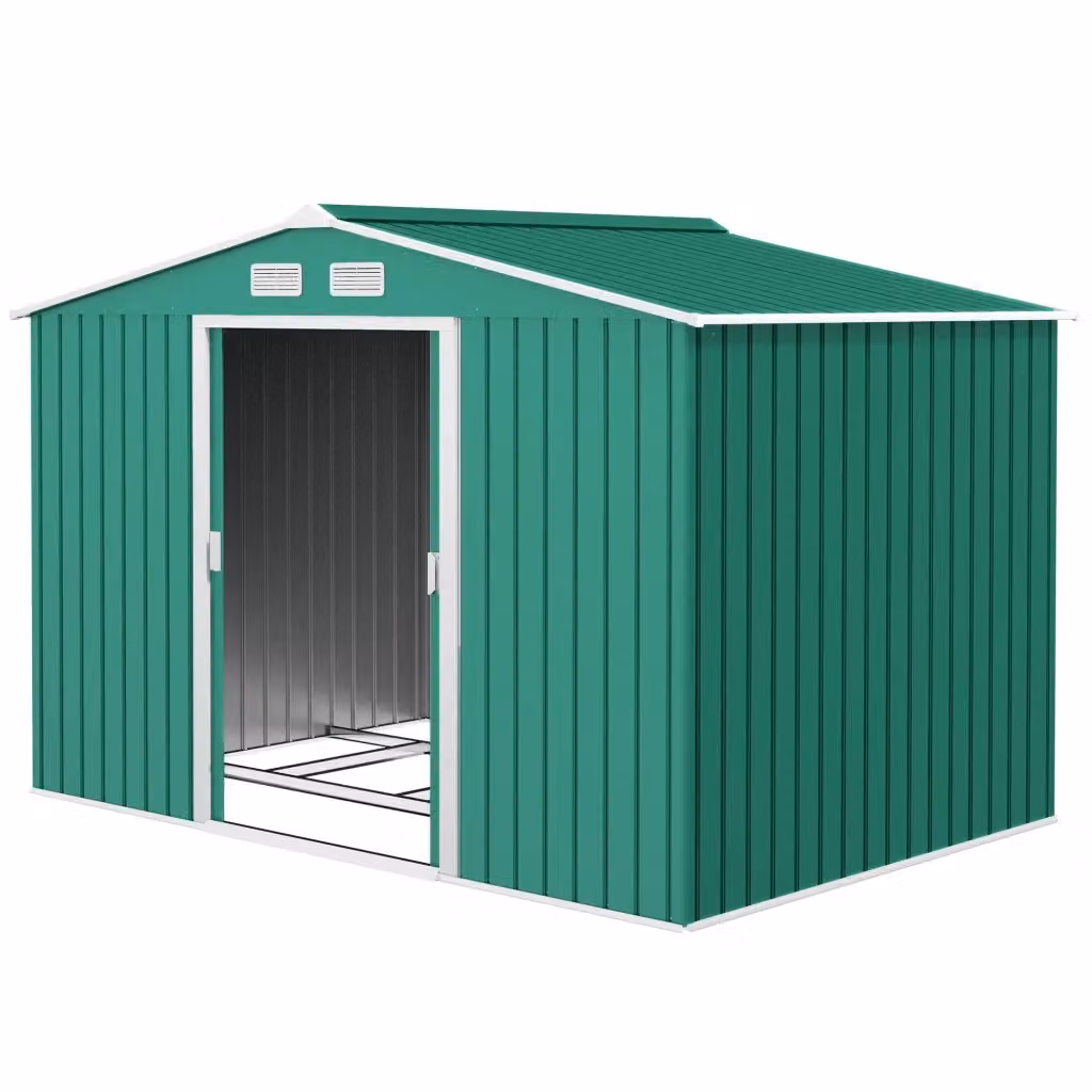 Casetta da Giardino Minimal Verde Scuro in Acciaio Zincato L/P/H: 277 x 195 x 192 cm – 2