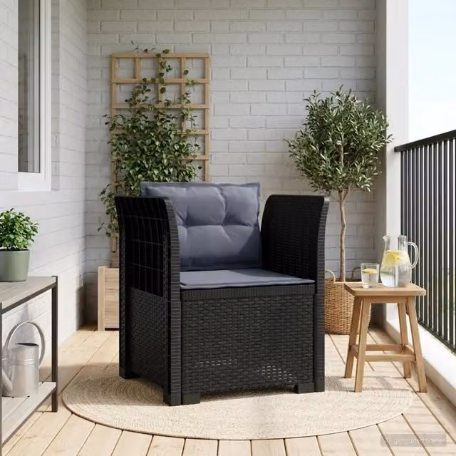 Sedia da giardino poltrona a 1 posto con cuscini in design rattan moderno colore antracite
