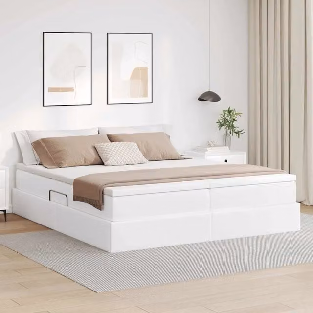 Letto con contenitore e materasso ibrido vidaXL Bianco L 200 cm x P 200 cm x H 280 cm
