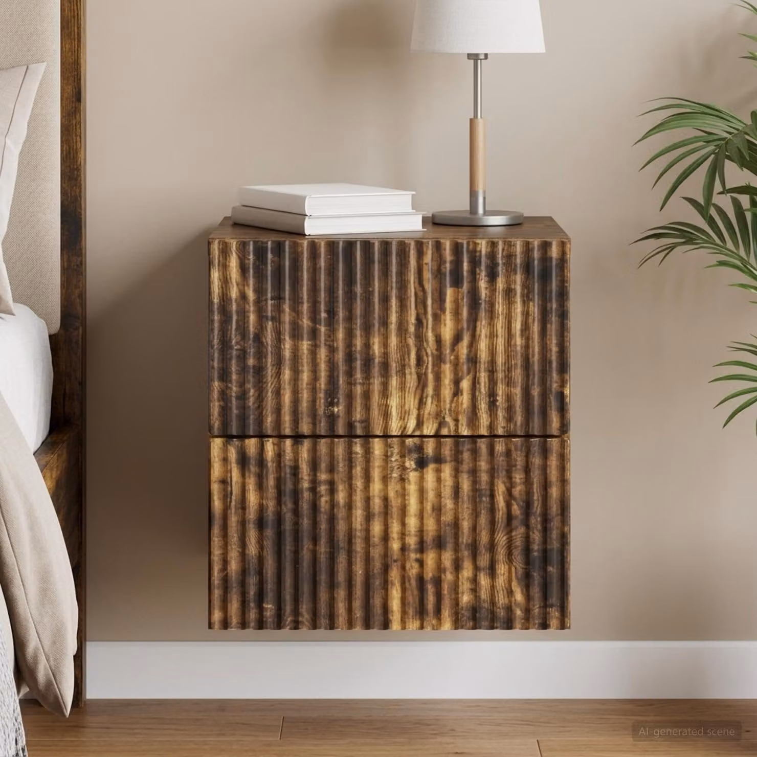 vidaXL Mobiletto da notte sospeso moderno Rovere Fumo L: 33 cm, P: 34,5 cm, H: 40 cm