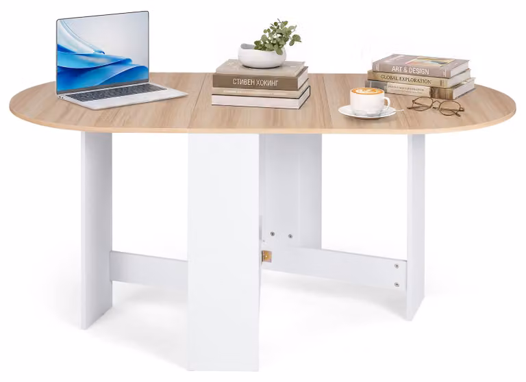 COSTWAY, tavolo pieghevole, tavolo da cucina per 4-6 persone, tavolo da pranzo | Tavolo pieghevole con capacità di carico fino a 60 kg, ideale per piccoli spazi, dimensioni 163 x 80 x 75 cm