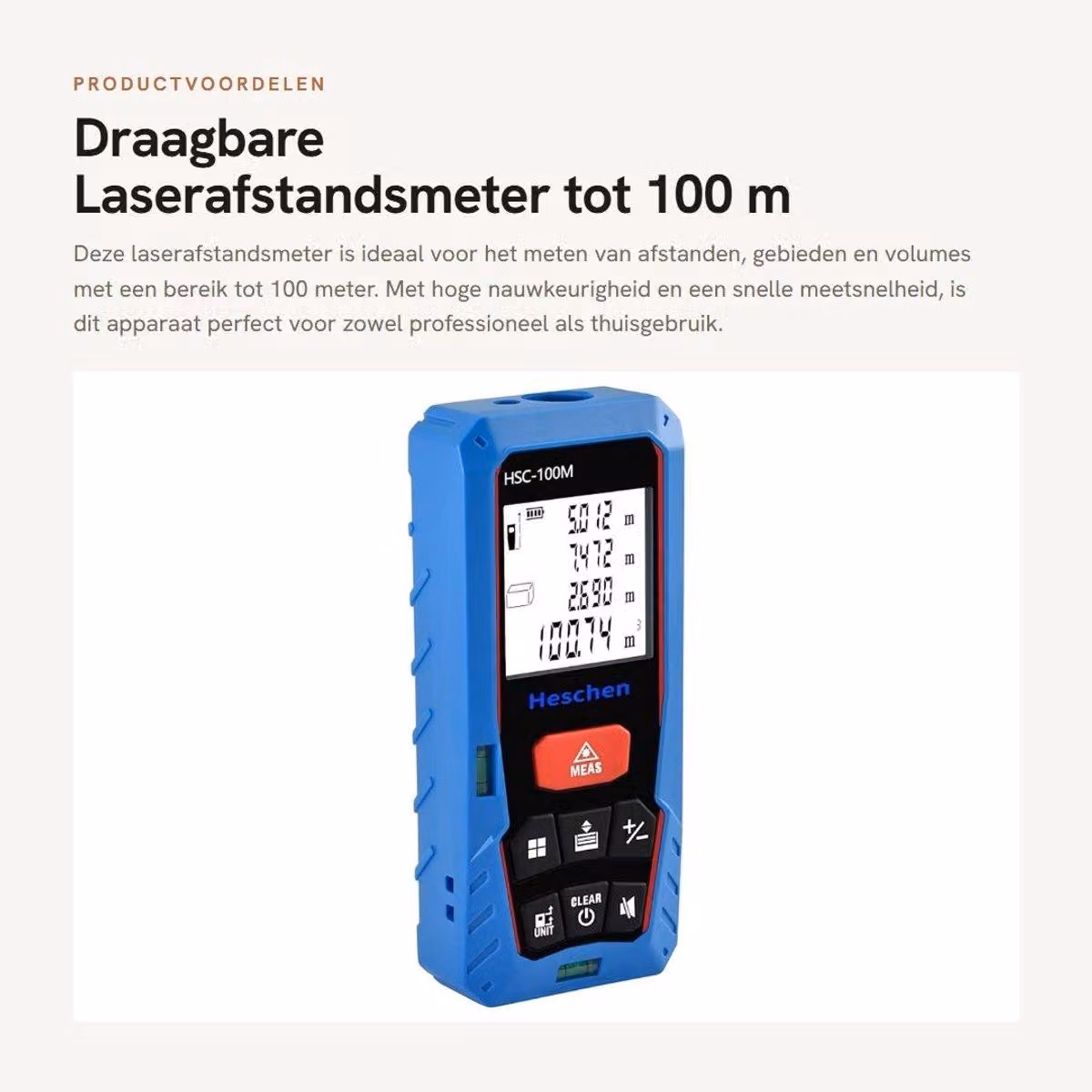 Misuratore laser portatile per distanze fino a 100 metri, con elevata precisione