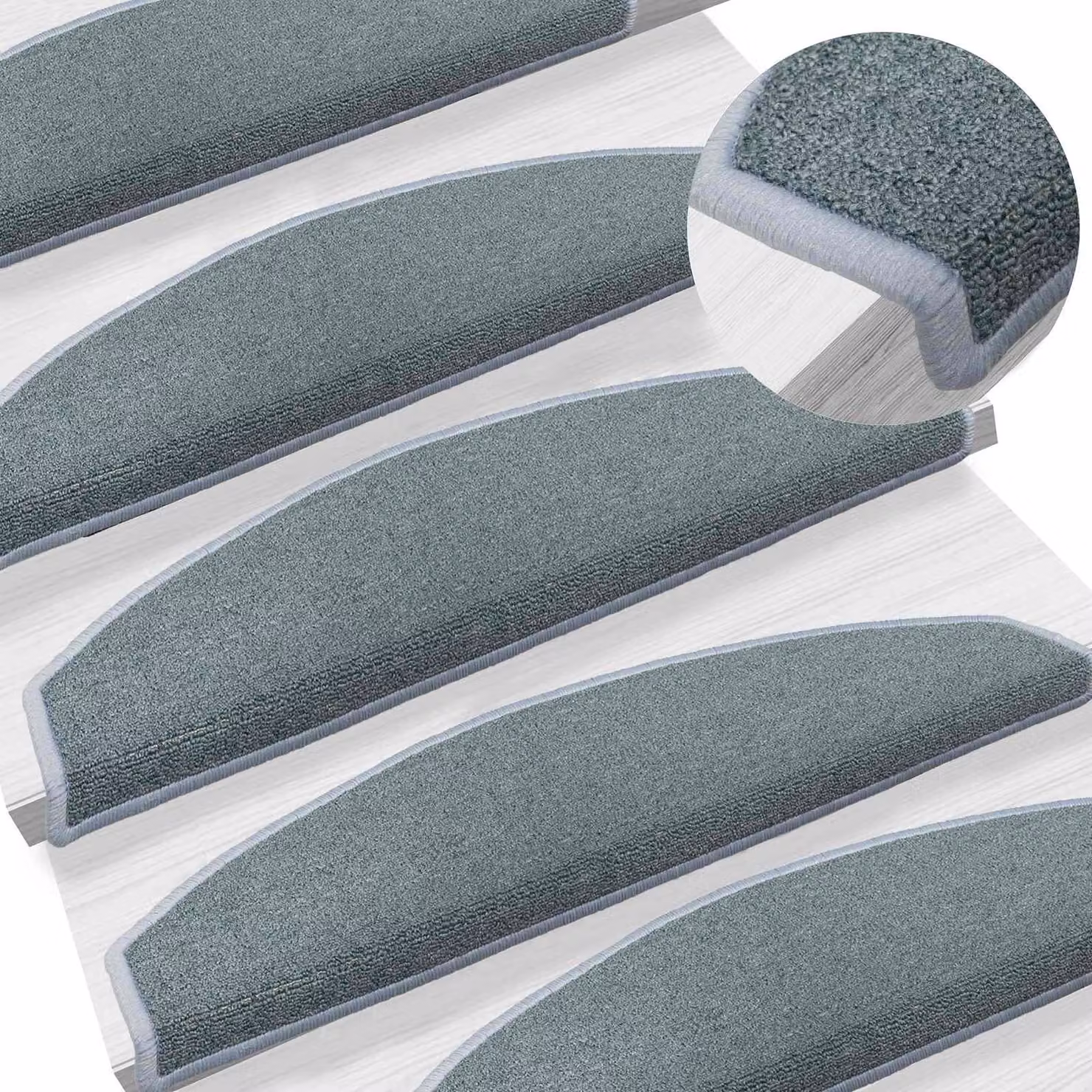 Set di 15 tappetini autoadesivi per scale vidaXL in polipropilene, antiscivolo e fonoassorbente, disponibili in blu o grigio, L: 80 cm x P: 24,5 cm x H: 3,5 cm