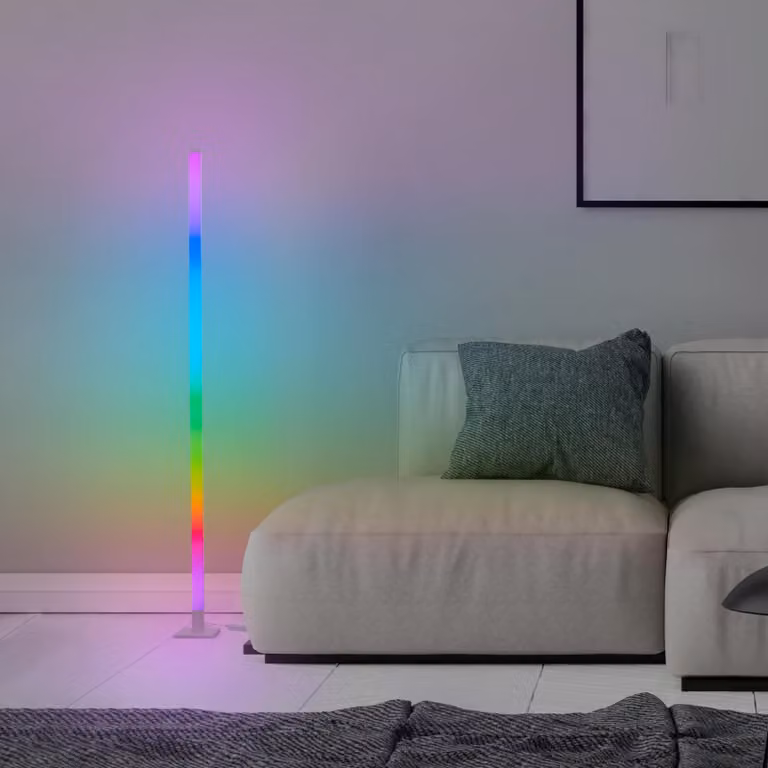 Lampada da terra a LED, 150 cm, RGB digitale, sensore musicale, dimmerabile, bianco