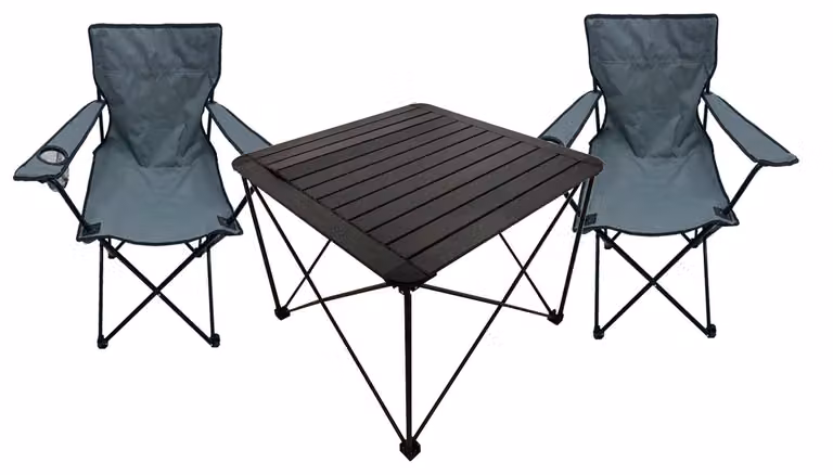 Set di 3 mobili da campeggio: tavolo da campeggio, sedia da campeggio, sedia regista, sedia da pesca