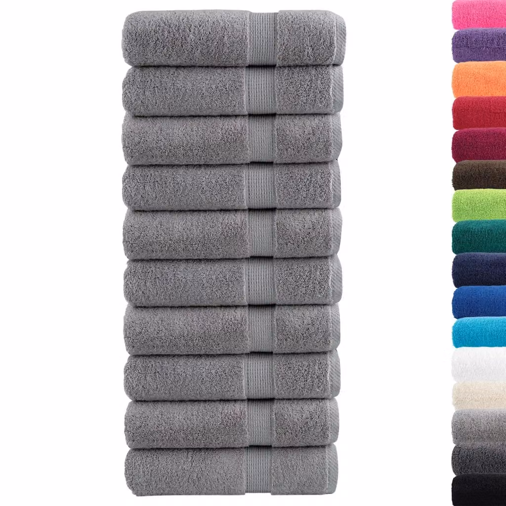 Set di 10 asciugamani da bagno SOLUND in cotone spugna grigi, morbidi e certificati Oeko-Tex, L 150 cm x P 100 cm, 600 g/m2 – 2