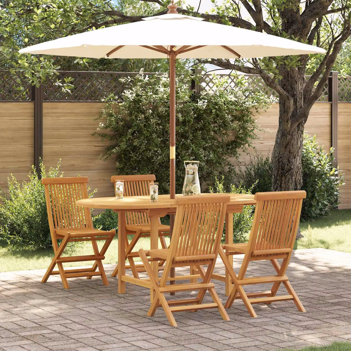 Set da pranzo per giardino e terrazzo vidaXL in legno di teak massiccio marrone composto da 6 pezzi
