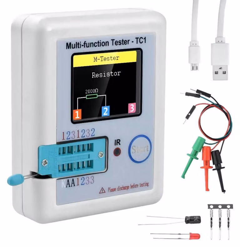 Tester per transistor LCR-TC1, display TFT a colori da 1,8", multifunzione
