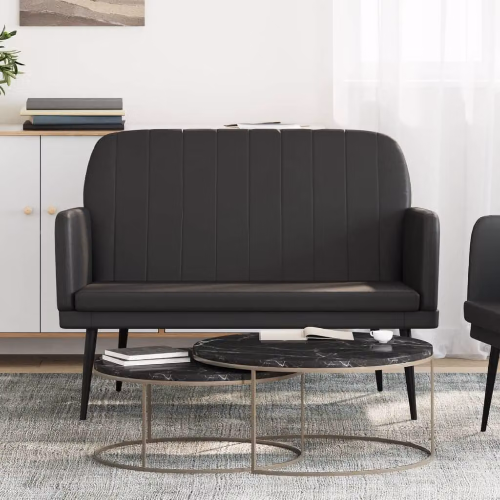 Panca moderna vidaXL in similpelle nera con braccioli e struttura in metallo L: 107 cm, P: 80 cm, H: 81 cm