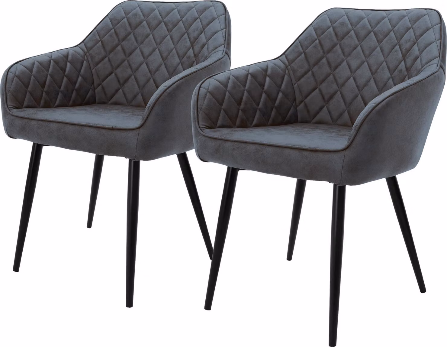 ML-Design set di 2 sedie da pranzo con braccioli e schienale, antracite, sedia da cucina con rivestimento in ecopelle, sedia imbottita con gambe in metallo