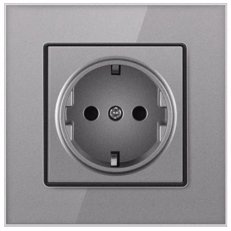 Presa con cornice in vetro temperato iUni WS1, 16A, Argento