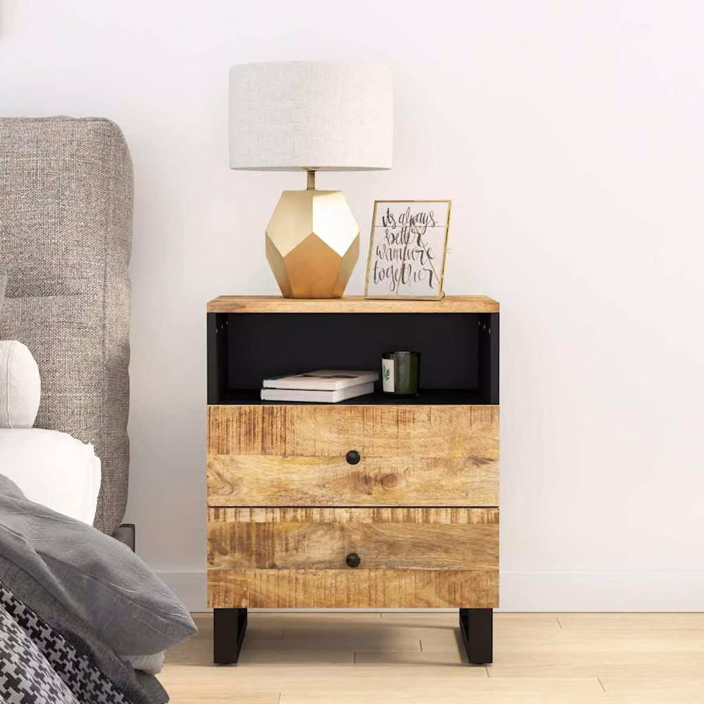 Comodino vidaXL in legno di mango e multistrato marrone L: 50 cm, P: 33 cm, H: 62 cm